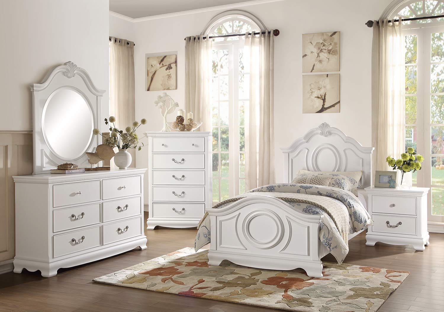 Lucida 5 Drawer Chest in White 2039W-9 - Furniture 4 Less Outlet (Salinas,CA)