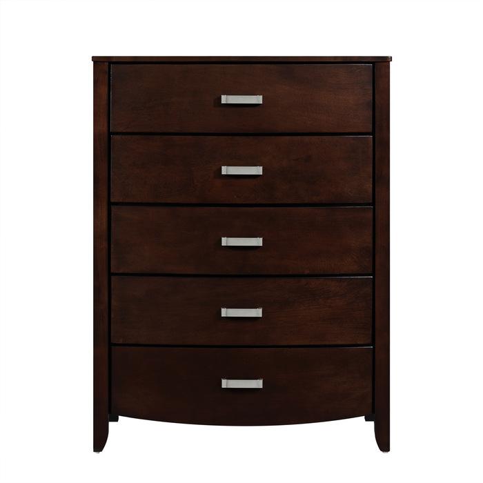 Lyric 5 Drawer Chest in Dark Espresso 1737NC-9 - Furniture 4 Less Outlet (Salinas,CA)