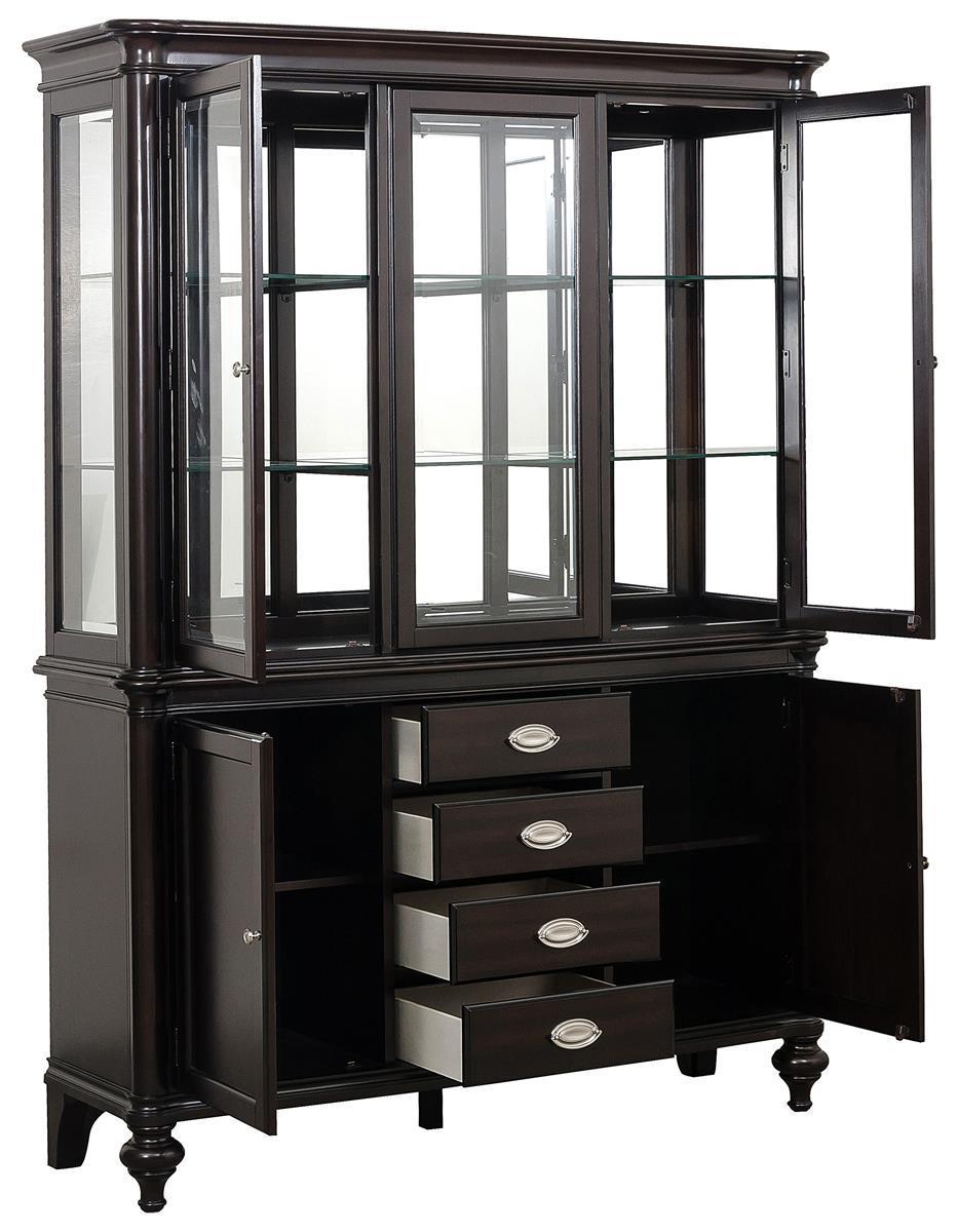 Marston Buffet with Hutch in Dark Cherry 2615DC-50-55 - Furniture 4 Less Outlet (Salinas,CA)