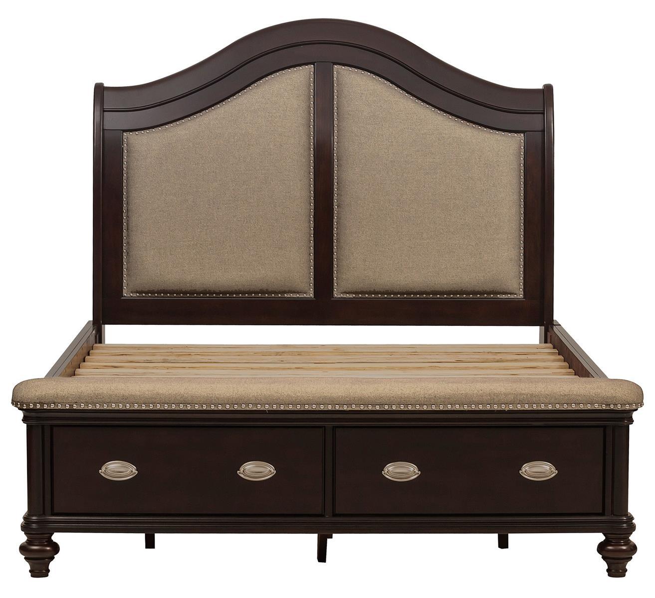 Marston Queen Sleigh Storage Bed in Dark Cherry 2615DC-1 - Furniture 4 Less Outlet (Salinas,CA)