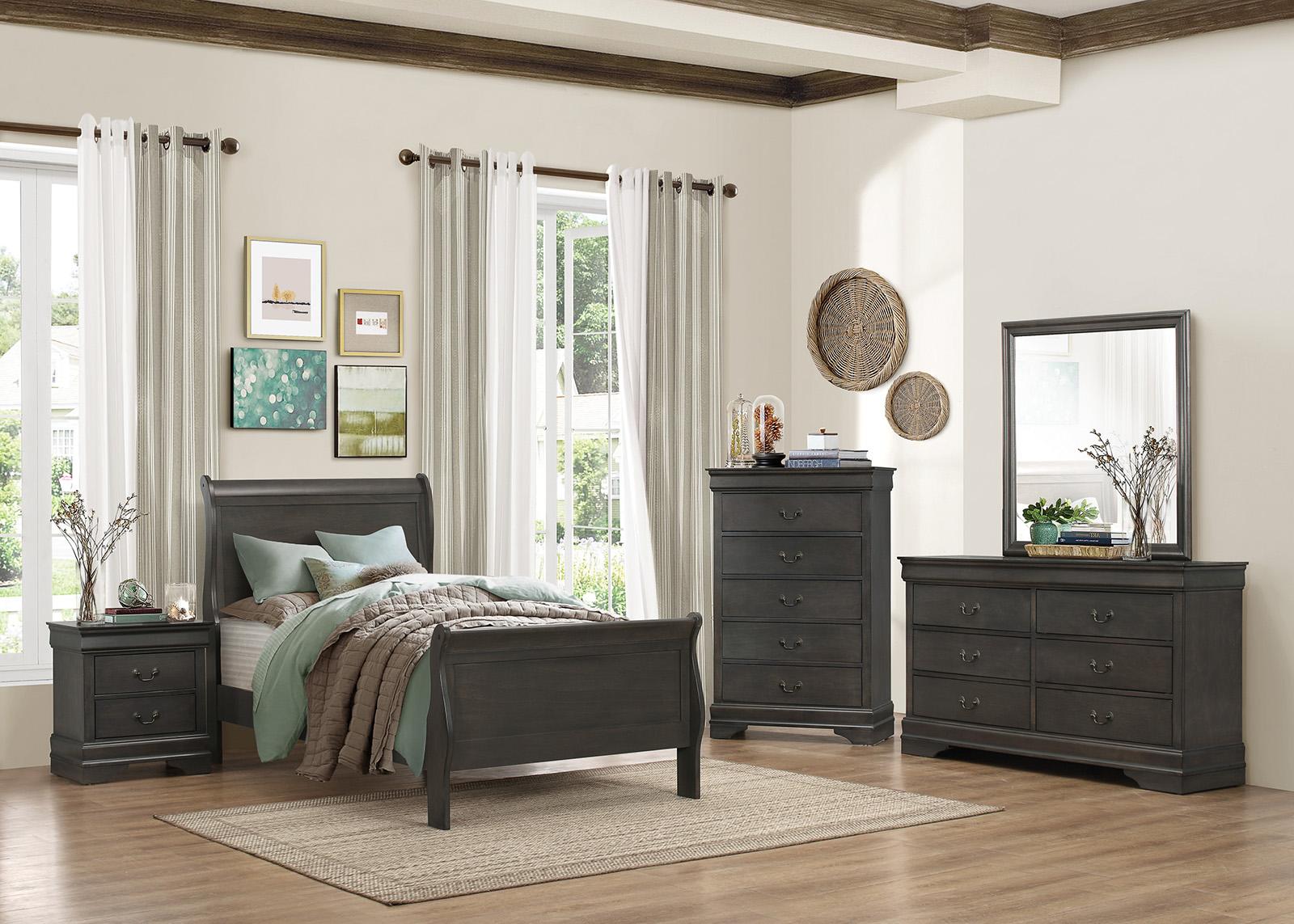 Mayville Twin Sleigh Bed in Gray 2147TSG-1 - Furniture 4 Less Outlet (Salinas,CA)
