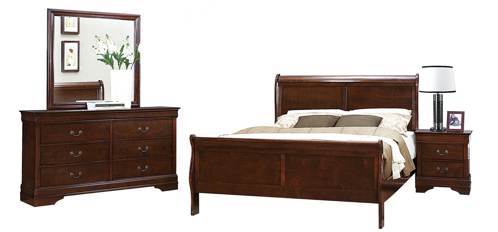 Mayville 2 Drawer Nightstand in Brown Cherry 2147-4 - Furniture 4 Less Outlet (Salinas,CA)