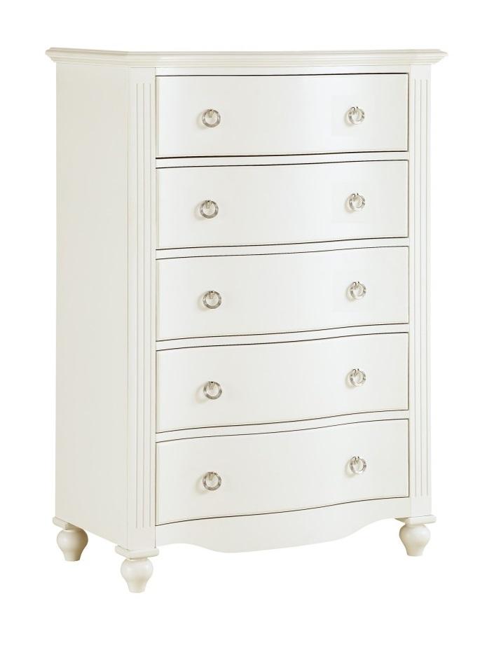 Meghan 5 Drawer Chest in White 2058WH-9 - Furniture 4 Less Outlet (Salinas,CA)
