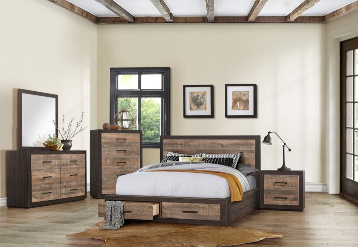Miter Nightstand in Rustin Mahogany & Dark Ebony 1762-4 - Furniture 4 Less Outlet (Salinas,CA)