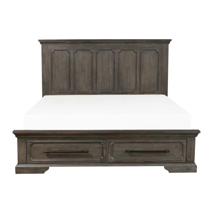 Taulon King Platform Bed with Footboard Storage in Dark Oak 5438K-1EK - Furniture 4 Less Outlet (Salinas,CA)