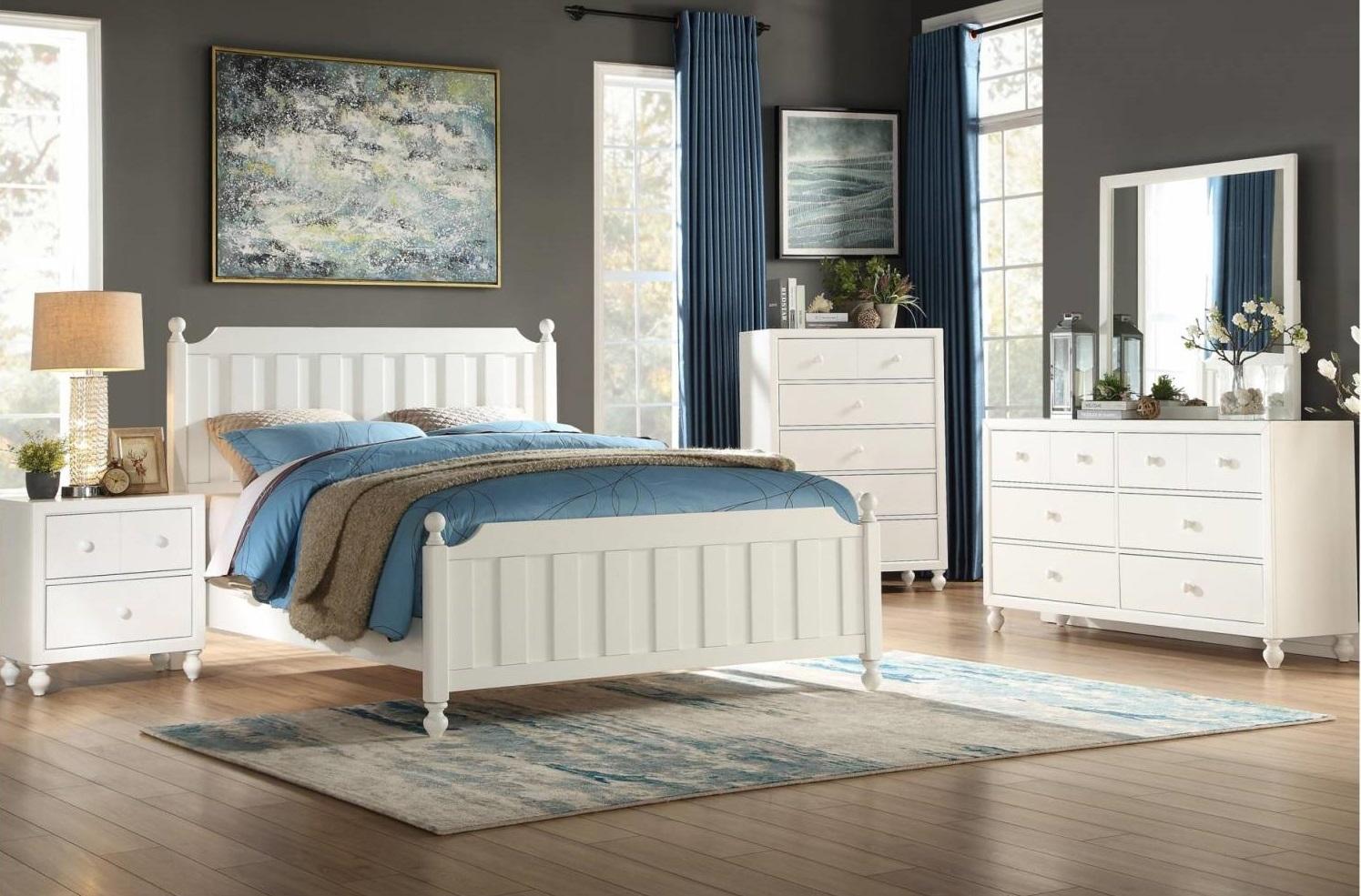 Wellsummer Full Panel Bed in White 1803WF-1 - Furniture 4 Less Outlet (Salinas,CA)