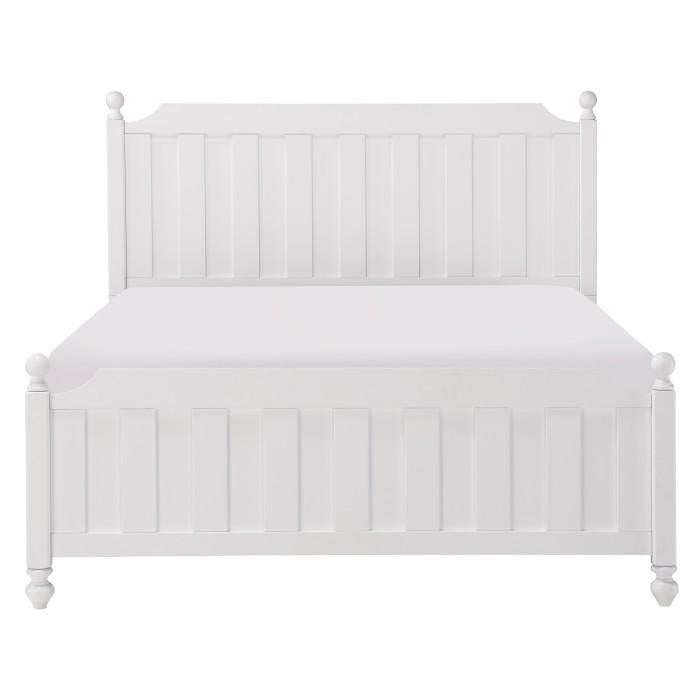 Wellsummer Full Panel Bed in White 1803WF-1 - Furniture 4 Less Outlet (Salinas,CA)