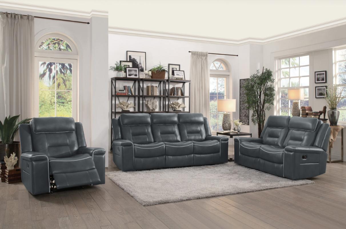 Darwan Double Lay Flat Reclining Sofa in Dark Gray - Furniture 4 Less Outlet (Salinas,CA)
