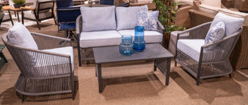 Bridges Beach Outdoor Love/Chairs/Table Set (Set of 4) - Furniture 4 Less Outlet (Salinas,CA)