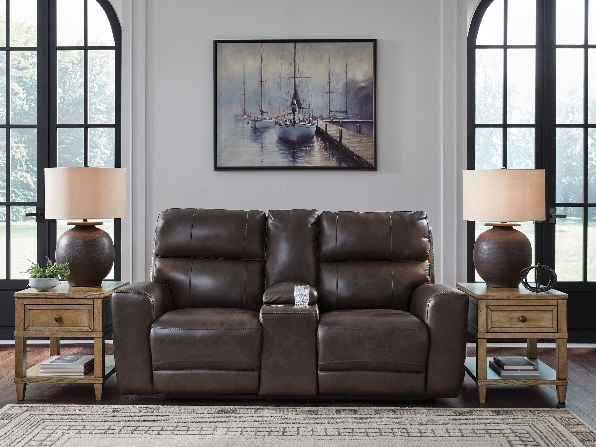 Crossplex Power Reclining Loveseat with Console - Furniture 4 Less Outlet (Salinas,CA)
