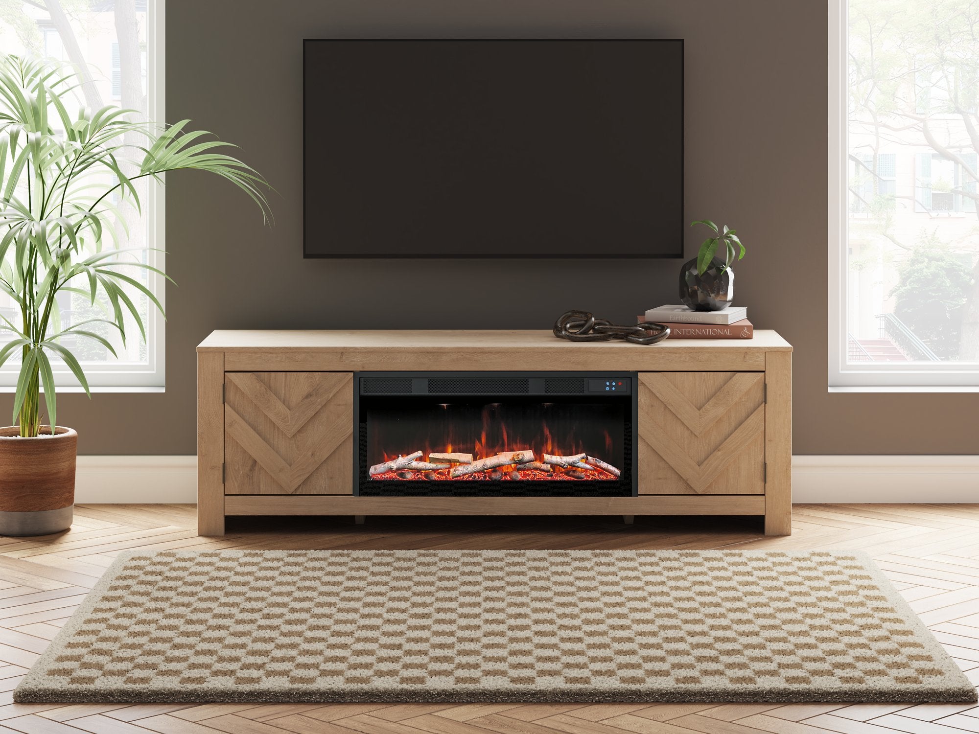 Cayboni 71" TV Stand with Electric Fireplace - Furniture 4 Less Outlet (Salinas,CA)