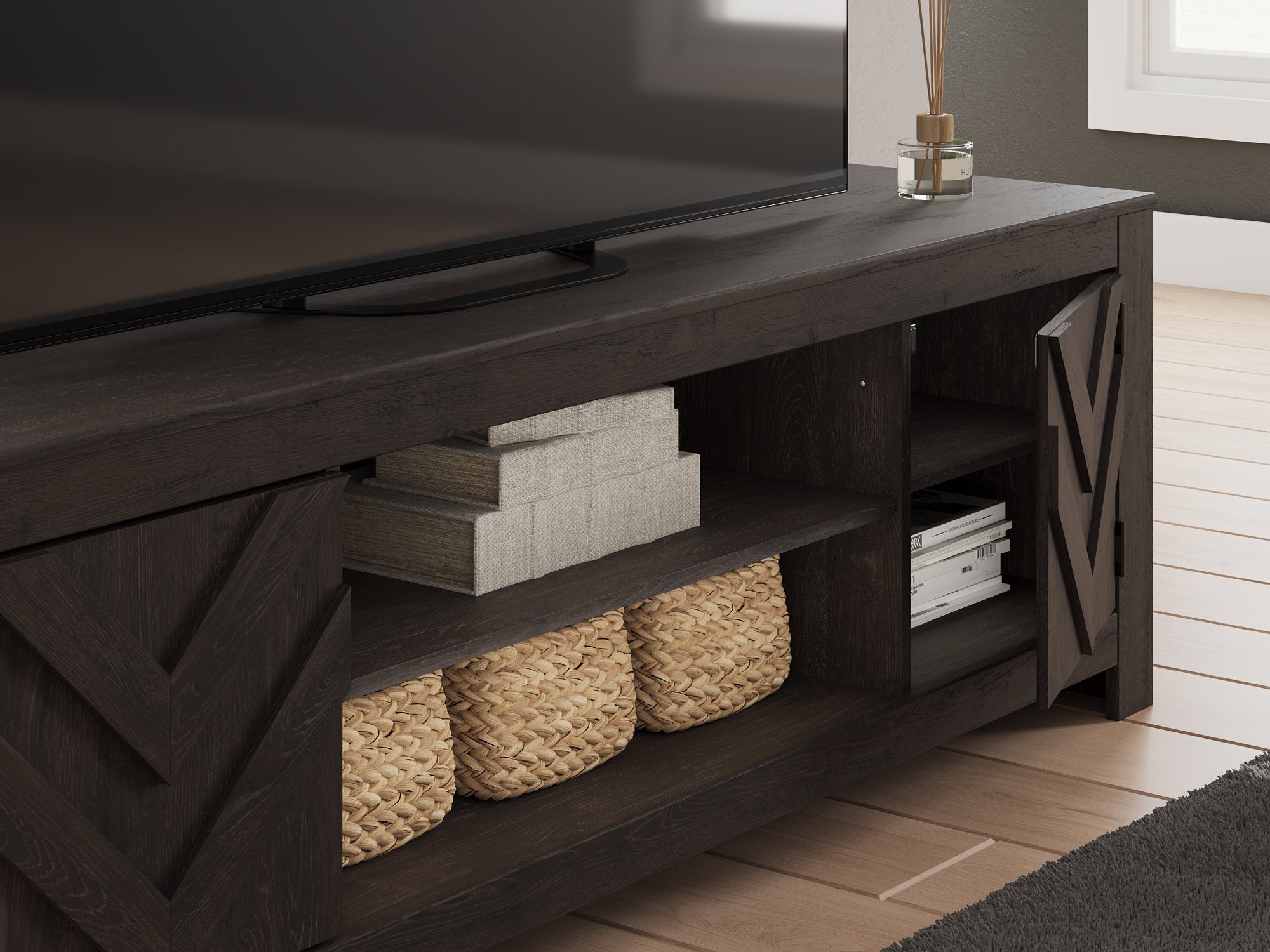 Cayboni 71" TV Stand with Electric Fireplace - Furniture 4 Less Outlet (Salinas,CA)