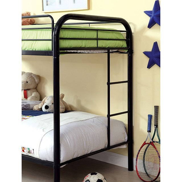 Rainbow Twin/Twin Bunk Bed Black, Silver, & White - Furniture 4 Less Outlet (Salinas,CA)