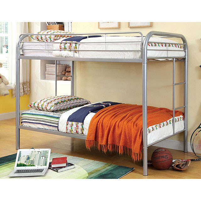 Rainbow Twin/Twin Bunk Bed Black, Silver, & White - Furniture 4 Less Outlet (Salinas,CA)