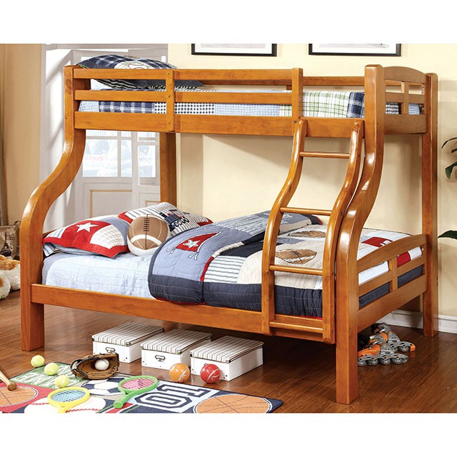 SOLPINE Gray & Oak Twin/Full Bunk Bed - Furniture 4 Less Outlet (Salinas,CA)