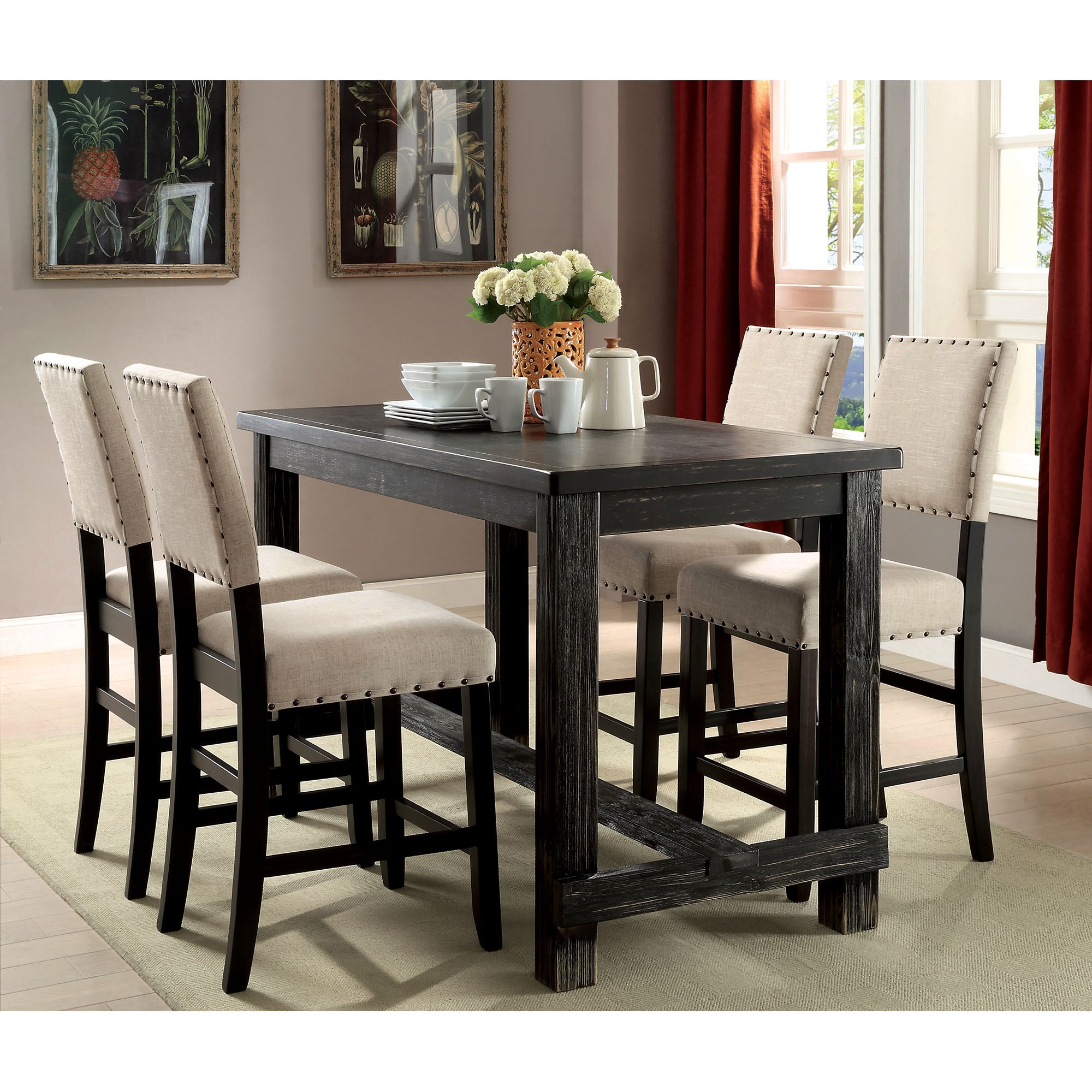 Sania 5 Piece Counter Ht Table Set - Furniture 4 Less Outlet (Salinas,CA)