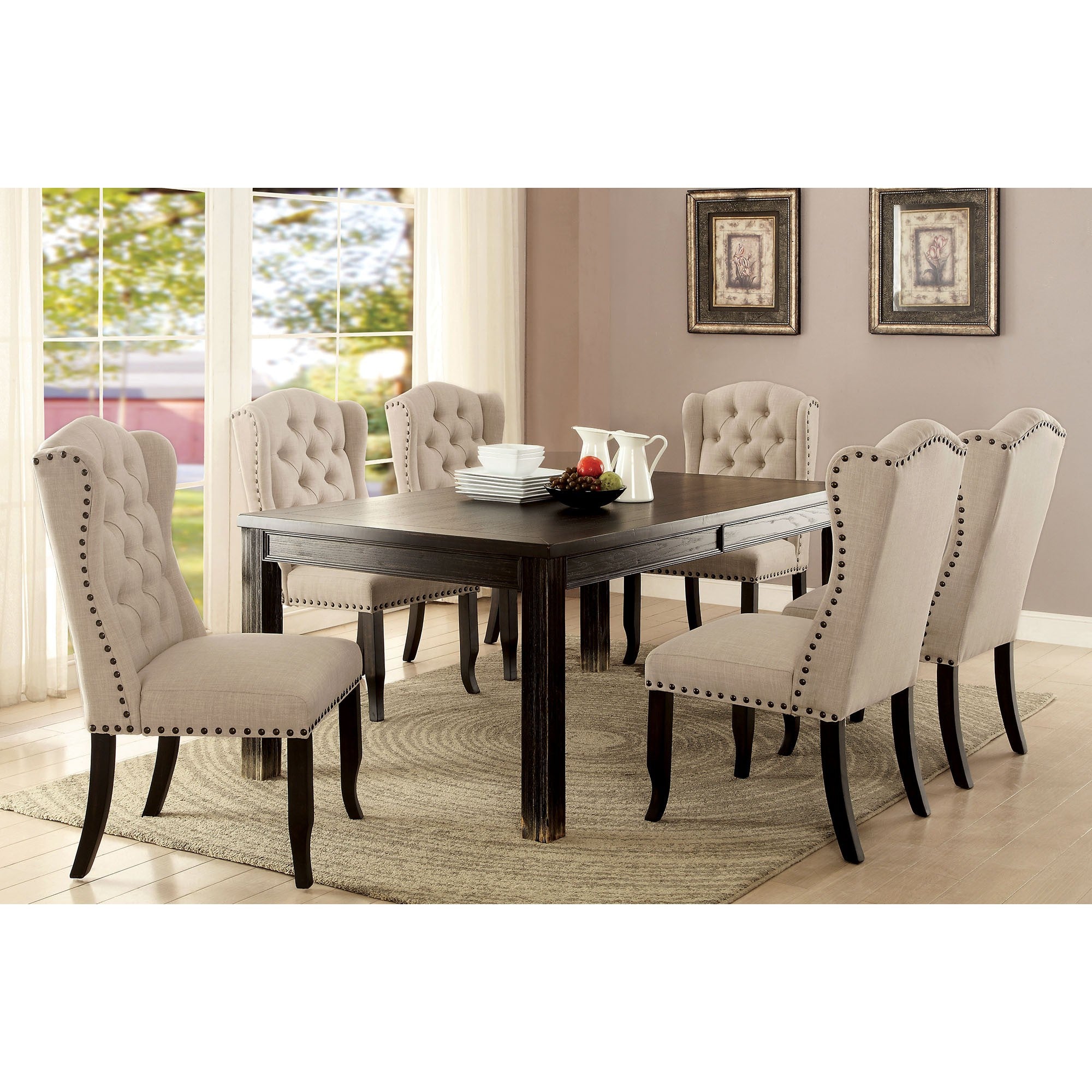 Sania 7 Pc Dining Table Set Black - Furniture 4 Less Outlet (Salinas,CA)