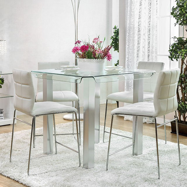 Richfield 5 Pc Counter Ht Table Set Silver - Furniture 4 Less Outlet (Salinas,CA)
