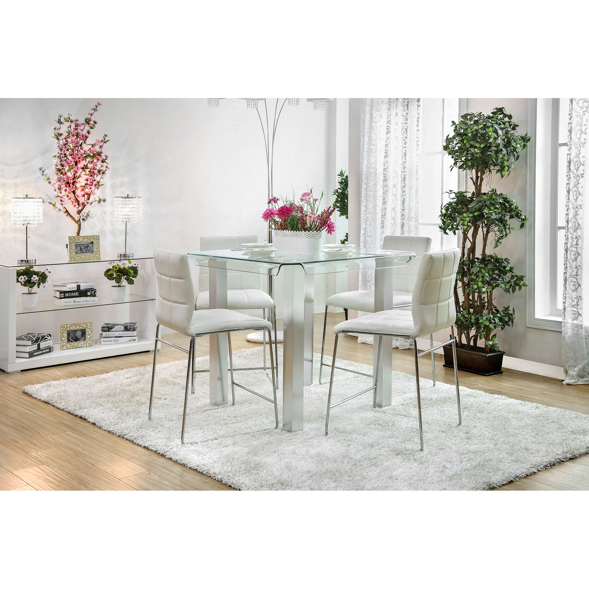 Richfield 5 Pc Counter Ht Table Set Silver - Furniture 4 Less Outlet (Salinas,CA)