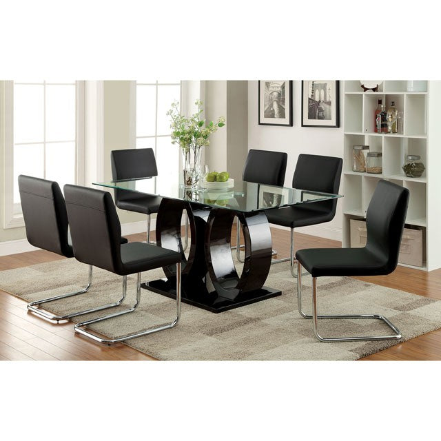 Lodia 7 Pc Dining Table Set Black - Furniture 4 Less Outlet (Salinas,CA)