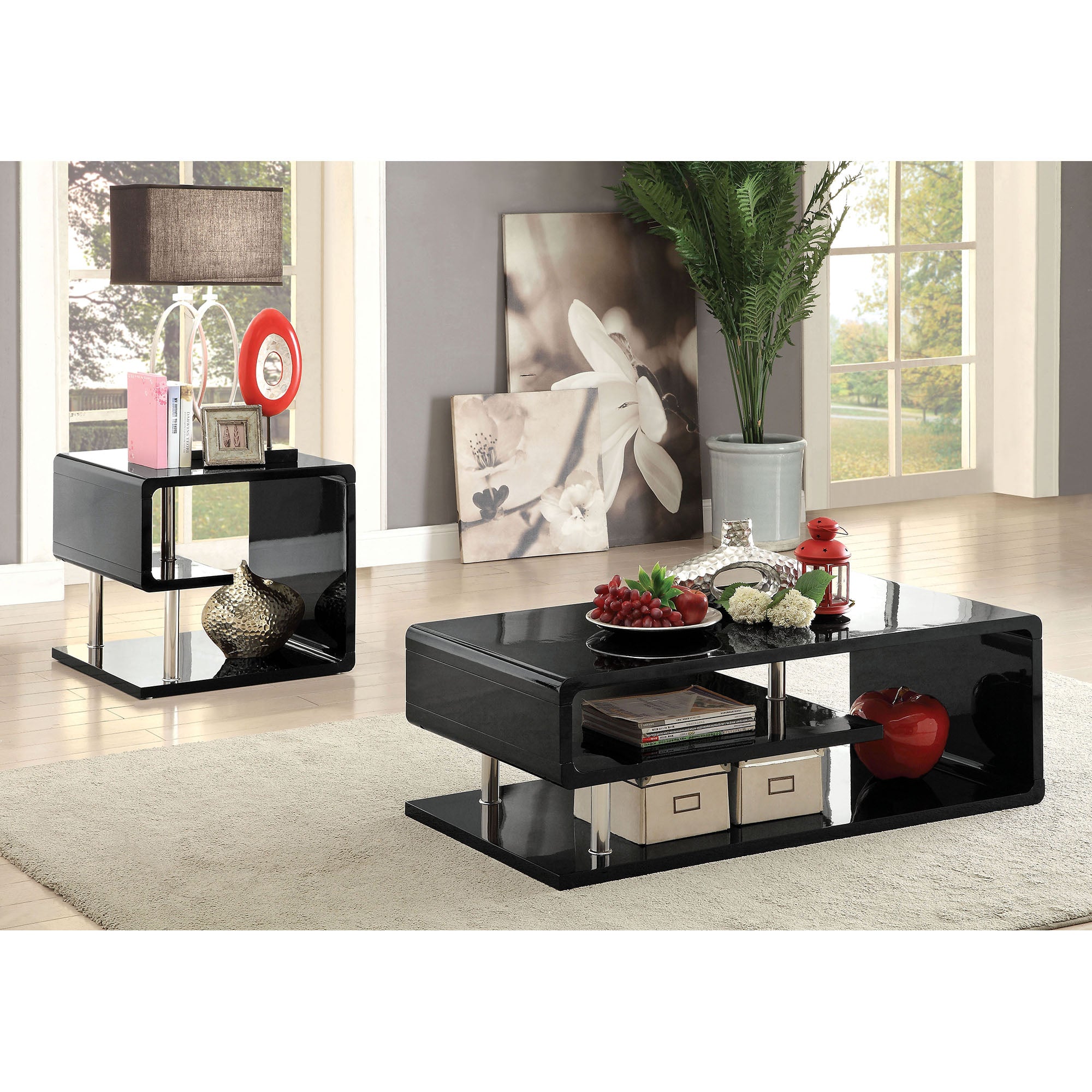 Ninove Black/Chrome End Table - Furniture 4 Less Outlet (Salinas,CA)