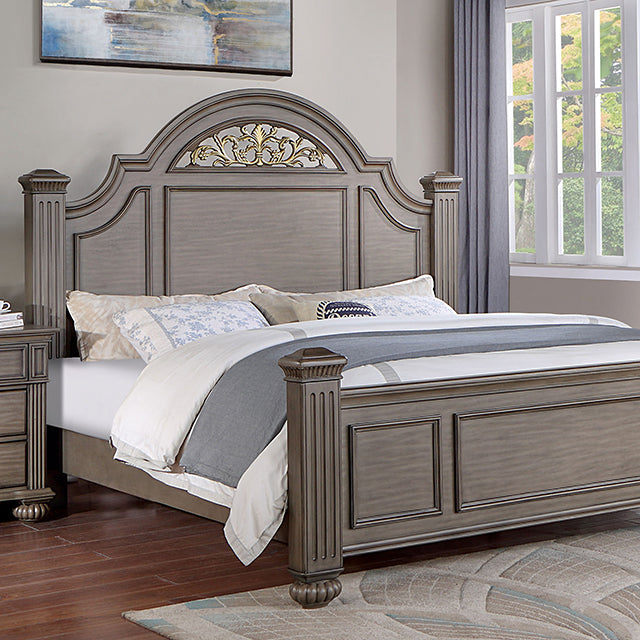 Syracuse Bed Cherry & Grey - Furniture 4 Less Outlet (Salinas,CA)