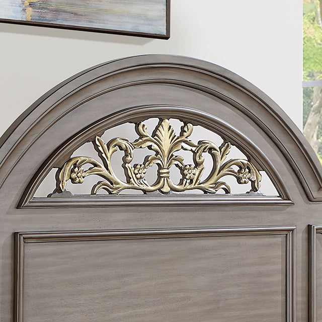 Syracuse Bed Cherry & Grey - Furniture 4 Less Outlet (Salinas,CA)