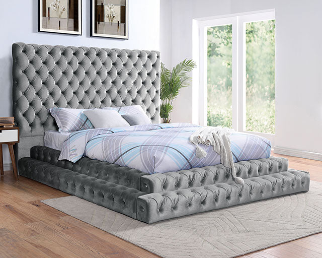 Stefania Bed Grey & Queen - Furniture 4 Less Outlet (Salinas,CA)