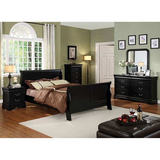 Louis Philippe Cal.King Bed Black & Grey - Furniture 4 Less Outlet (Salinas,CA)