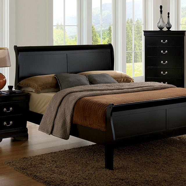 Louis Philippe Bed Black, White, & Cherry - Furniture 4 Less Outlet (Salinas,CA)