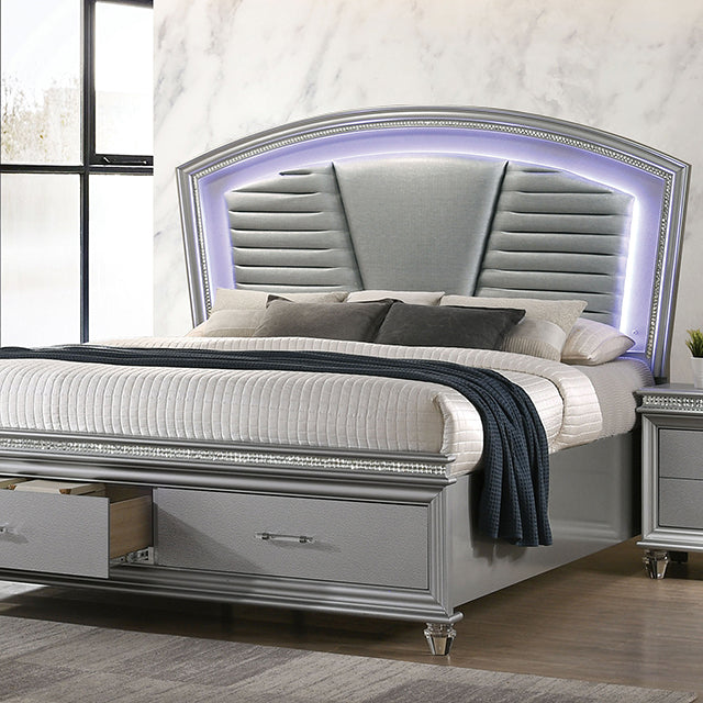 Maddie Bed White & Silver - Furniture 4 Less Outlet (Salinas,CA)
