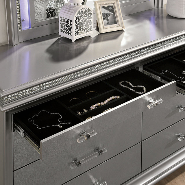 Maddie Bed White & Silver - Furniture 4 Less Outlet (Salinas,CA)
