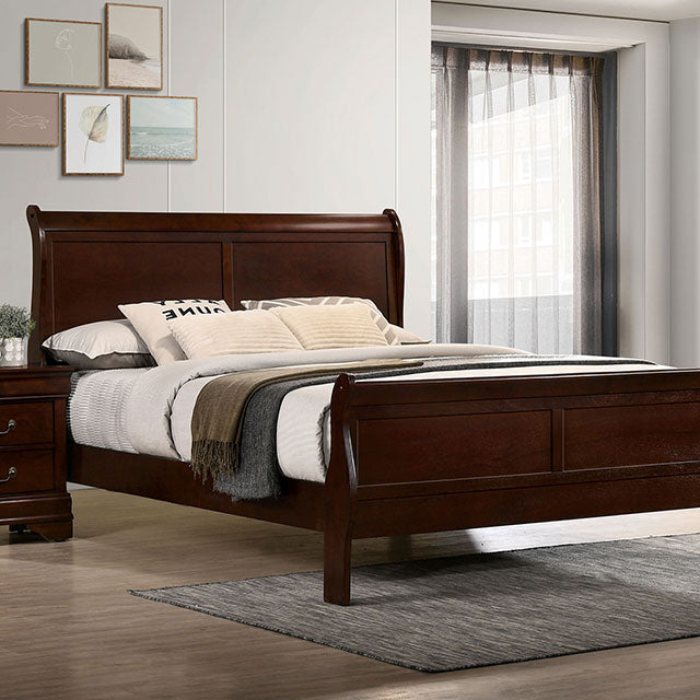 Louis Philippe E.King Bed Black, Cherry, & Gray - Furniture 4 Less Outlet (Salinas,CA)