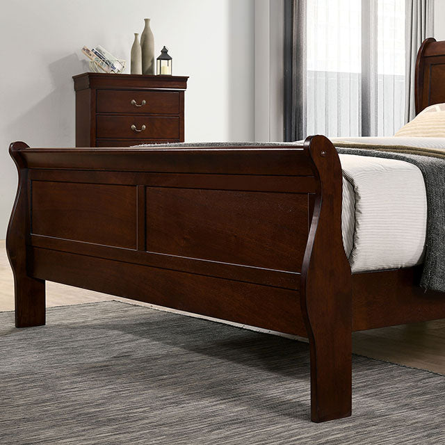 Louis Philippe E.King Bed Black, Cherry, & Gray - Furniture 4 Less Outlet (Salinas,CA)