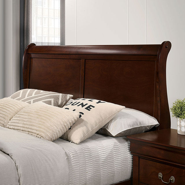Louis Philippe E.King Bed Black, Cherry, & Gray - Furniture 4 Less Outlet (Salinas,CA)
