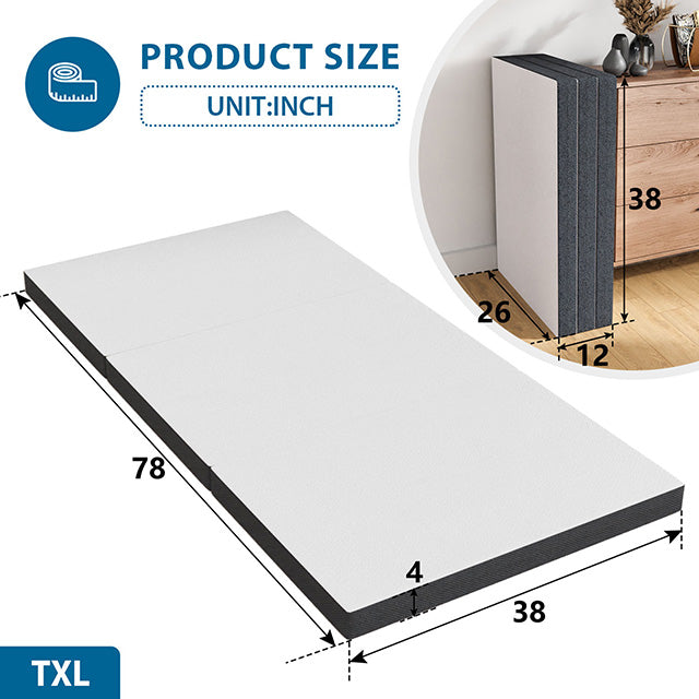 Hollyhock 4" Twin XL Tri-Fold Memory Foam Topper - Furniture 4 Less Outlet (Salinas,CA)