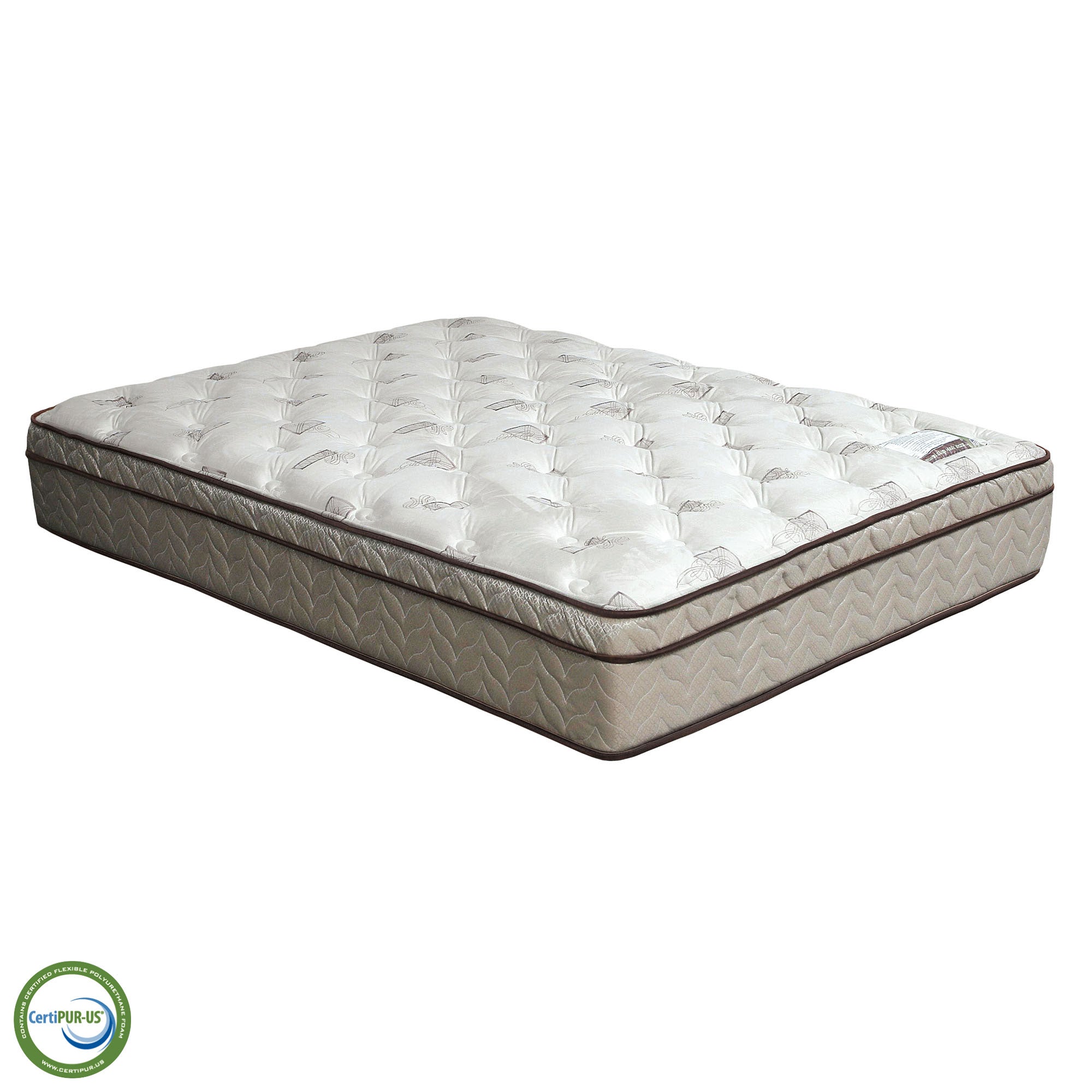 Lilium White/Brown 13" Euro Pillow Top Mattress, Full - Furniture 4 Less Outlet (Salinas,CA)