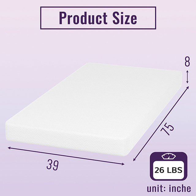 Nasturtium 8" Twin Bamboo Charcoal Infused Memory Foam - Furniture 4 Less Outlet (Salinas,CA)