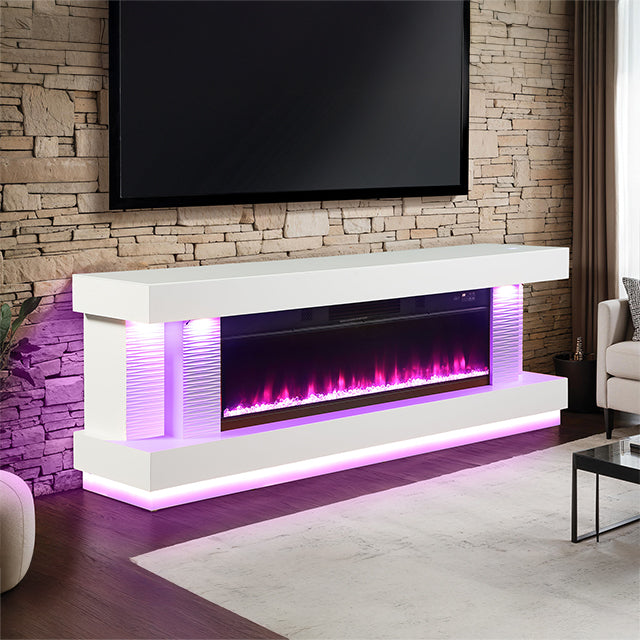 Peseux 71" TV Stand w/ Electric Fire Place - Furniture 4 Less Outlet (Salinas,CA)