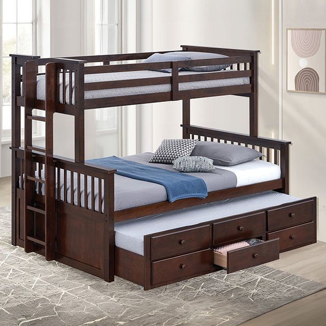 University Twin/Full Bunk Bed Grey, Walnut, & White - Furniture 4 Less Outlet (Salinas,CA)