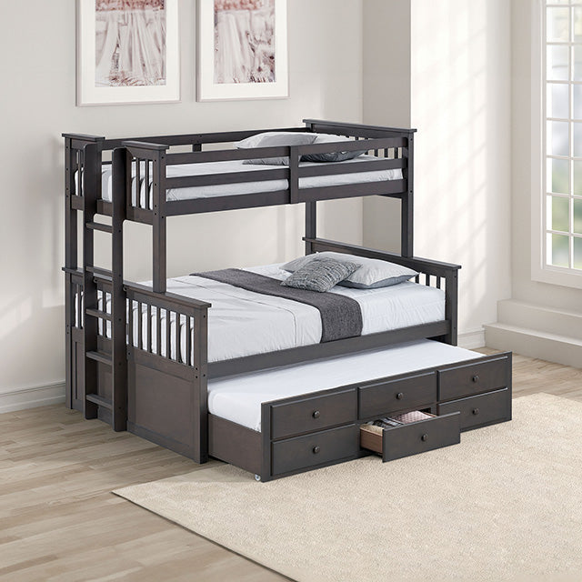 University Twin/Full Bunk Bed Grey, Walnut, & White - Furniture 4 Less Outlet (Salinas,CA)