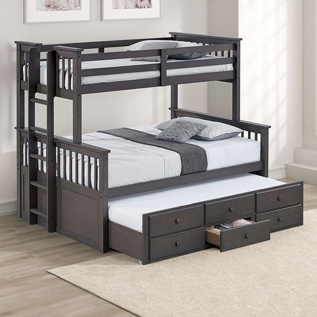 University Twin/Full Bunk Bed Grey, Walnut, & White - Furniture 4 Less Outlet (Salinas,CA)