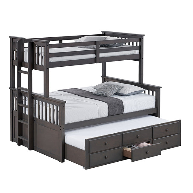 University Twin/Full Bunk Bed Grey, Walnut, & White - Furniture 4 Less Outlet (Salinas,CA)