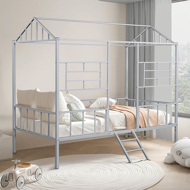 Rhonda Twin Loft Bed White, Silver, & Black - Furniture 4 Less Outlet (Salinas,CA)