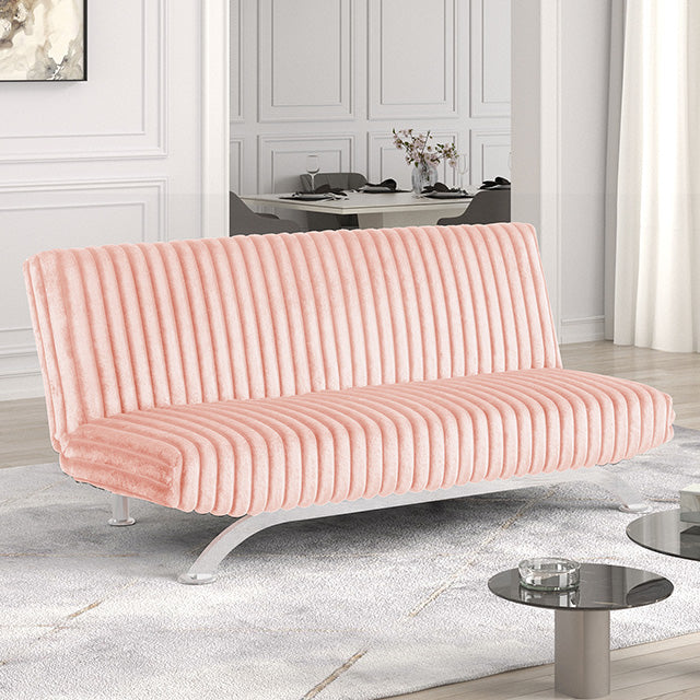 Villeneuve Futon Sofa Bed Black, Pink, & Grey - Furniture 4 Less Outlet (Salinas,CA)