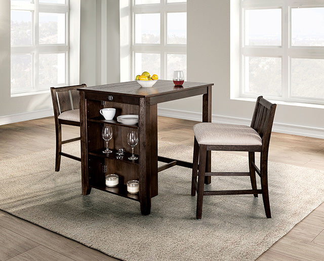 Lescles 3 Pc Counter Ht Set (1 Table + 2 Chairs) - Furniture 4 Less Outlet (Salinas,CA)