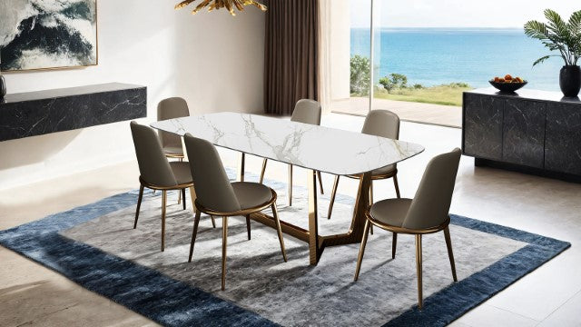 Norelli 7 Pc Dining Table Set Gold - Furniture 4 Less Outlet (Salinas,CA)