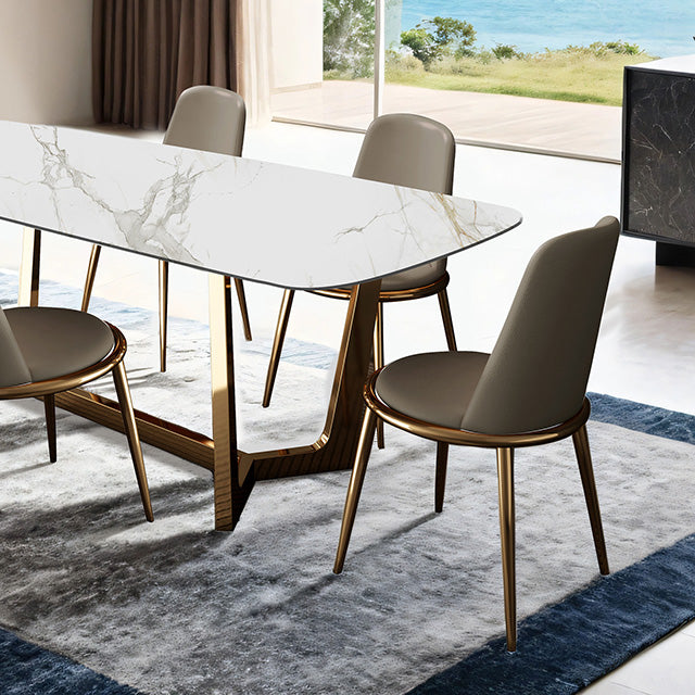 Norelli 7 Pc Dining Table Set Gold - Furniture 4 Less Outlet (Salinas,CA)