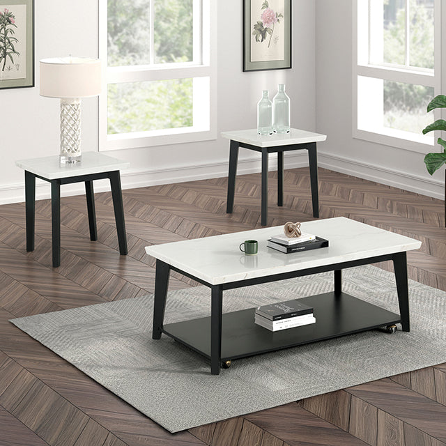 Thisted Rectangle Marble Coffee Table w/ Casters - Furniture 4 Less Outlet (Salinas,CA)