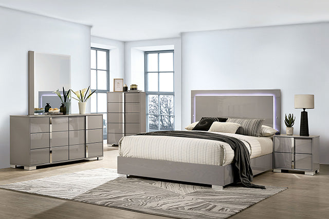 Sinistra Bed Beige, Black, White - Furniture 4 Less Outlet (Salinas,CA)
